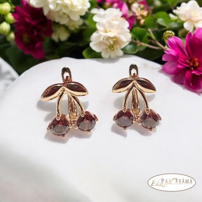 18K Gold Filled, antiallergén fülbevaló - Cherry
