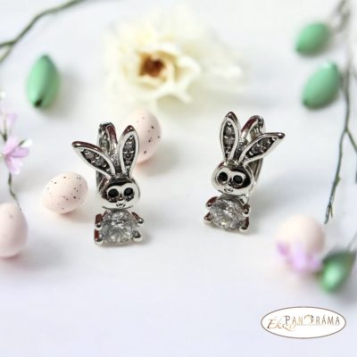 White Gold Filled, antiallergén fülbevaló - Rabbit