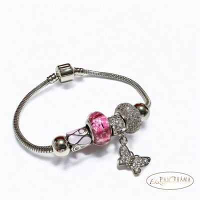 White Gold Filled karkötő- Pandorka rose