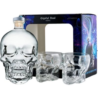 Crysta head vodka+2 db pohár 0,7l