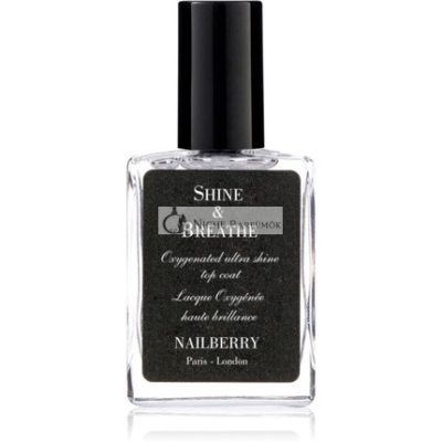 NAILBERRY Shine & Breathe Oxigénáló Ultra Fényes Fedőlakk, 15 ml