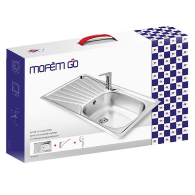 MOFÉM Go Evo 1B1D Junior Evo álló mosogató csaptelep + mosogató tálca csomag