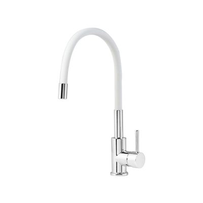 MOFÉM Infinite egykaros álló mosogató csaptelep flexibilis kifolyóval fehér színben 