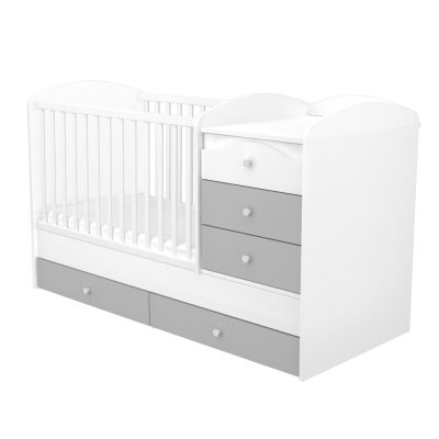 Timba 70x120 5 fiókos kombinált kiságy ezüst-fehér