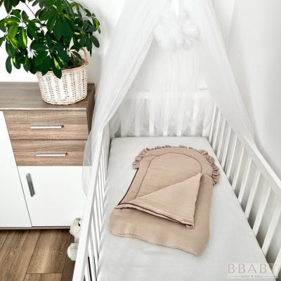 Latte Ölelés – Cipzáros babatakaró 70×40 cm | Duplagéz, antiallergén töltet, 100% pamut