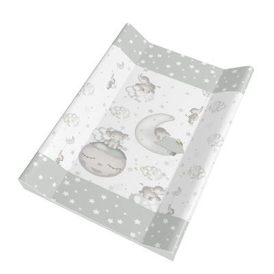 Bébi Elefánt – Pelenkázólap merev peremes 80×50 cm | holdon alvó szürke kiselefánt mintával