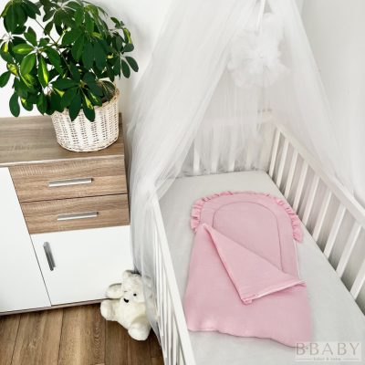 Rózsapanna – Cipzáros babatakaró 70×40 cm | Puncs rózsaszín, 100% duplagéz pamut, antiallergén töltettel