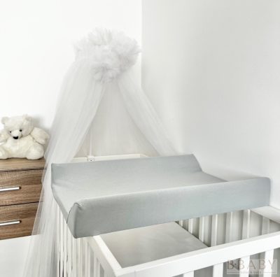 Szürke pelenkázólap huzat 50×70 cm – 100% pamut, gumis, ékes pelenkázóra