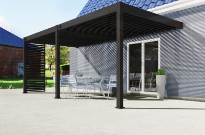 Rojaplast intro plus alumínium bioklimatikus pergola falhoz rögzíthető, 6 X 3 méteres - szürke antracit