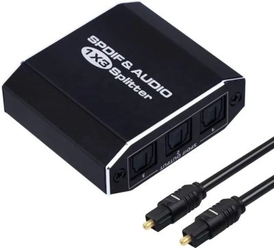Digitális SPDIF optikai toslink audio Splitter elosztó 1x3 1 bemenet 3 kimenet 