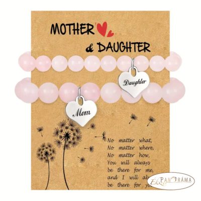 Anyáknapi ásványkő karkötő szett - Anya- Lánya Rózsakvarc