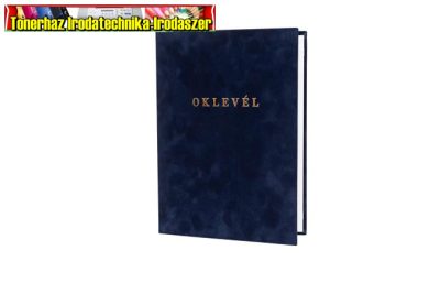 Oklevéltartó, A4, exkluzív, plüss, aranyozva, kék