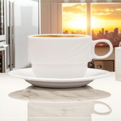 Arcadia mokkás csésze+alj, porcelán 8 ml, 6 db-os csomag