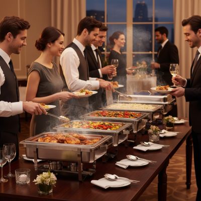 Chafing GN 1/1, 2 db égőpaszta-tartóval, rozsdamentes - német minőség