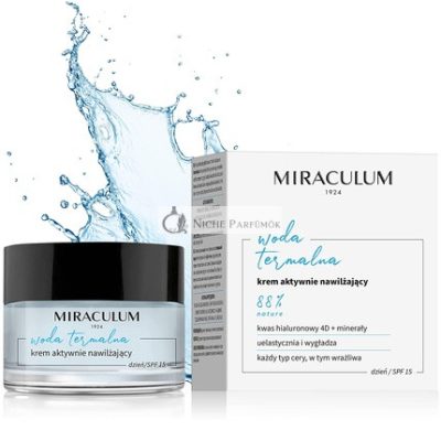 Miraculum Hidratáló Nappali Krém SPF 15 Nőknek - Anti-Aging Nappali Krém SPF 15 Termálvízzel - Vegán Hidratáló - Anti-Age Hyaluronsav Nappali Krém - 50ml