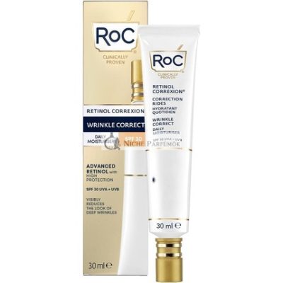 RoC Retinol Correxion Ránctalanító Napi Hidratáló SPF 30, Hidratáló SPF Krém, Ráncok és Öregedés Elleni Bőrápolás, UVA/UVB Védelem - 30 ml