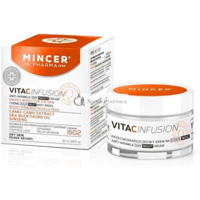 Mincer Pharma Vita C Infúzió Ránctalanító Nappali Krém Száraz Bőrre Camu-Camu Kivonattal, Homoktövis Olajjal és Ginzenggel 50ml