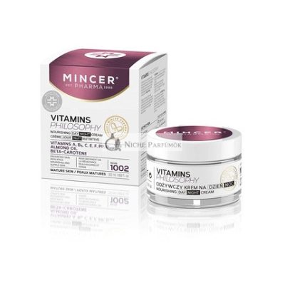 Mincer Pharma Vitamins Philosophy Tápláló Nappali és Éjszakai Arckrém Érett Bőrre, Mandulaolajjal és Vitaminokkal, 50ml