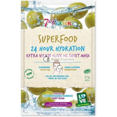7th Heaven Superfood Intenzív Hidratáló Extra Szűz Olívaolaj Biodegradálható Bambusz Arcmaska Hosszan Tartó Hidratálásért - Minden Bőrtípushoz Ideális