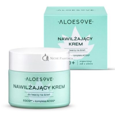 ALOESOVE Hidratáló Arckrém 50ml - Nappali Krém Minden Bőrtípusra - Vegán Arckrém, Anti-Aging, Ideális Smink Alá