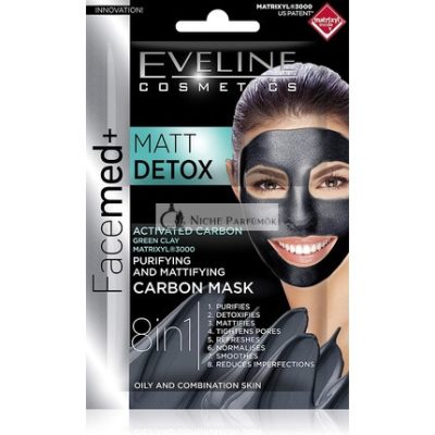 Eveline FaceMed Tisztító Mattító Szénmaszk 8in1 Mat Detox, 2x5ml