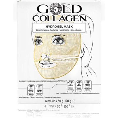 GOLD COLLAGEN Hidrogél Maszk Készlet Arcpakolások Dehidratált és Fáradt Bőrre Hyaluronsavval, Ráncok Ellen, Hűsítő Hatás, Dél-Koreából
