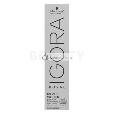 Schwarzkopf Professional Igora Royal SilverWhite Permanent White Refining Color Creme professzionális permanens hajszín platinaszőke és ősz hajra Silver 60 ml