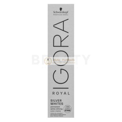 Schwarzkopf Professional Igora Royal SilverWhite Permanent White Refining Color Creme professzionális permanens hajszín platinaszőke és ősz hajra Dove Grey 60 ml