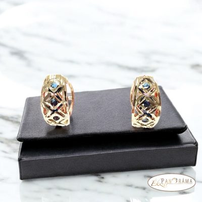 18K Gold Filled, antiallergén fülbevaló - Nina blue