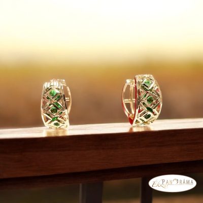 18K Gold Filled, antiallergén fülbevaló - Nina green