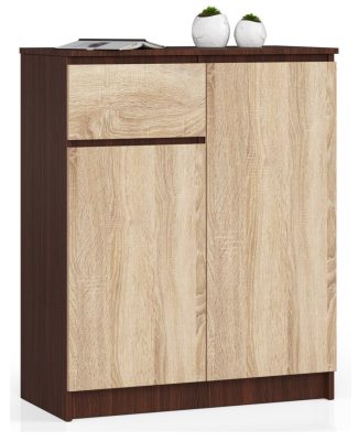 AKORD K80 Wenge Sonoma Tölgy Komód 2 Ajtós 1 Fiókos
