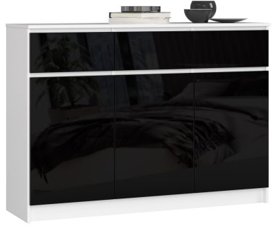 AKORD CLP K140 Komód Magasfényű Fekete-Fehér