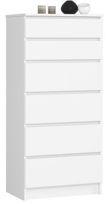 AKORD CLP Fehér Matt 6-Fiókos Komód