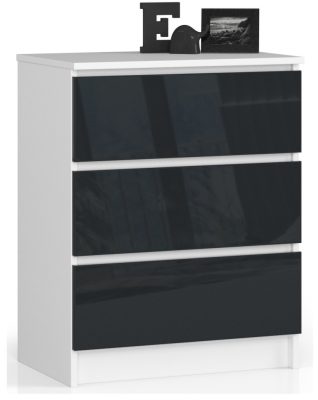 AKORD CLP Magasfényű Grafit 3-Fiókos Komód