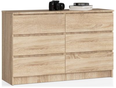 AKORD CLP K120 Komód 6 Fiókos Laminált Sonoma Tölgy