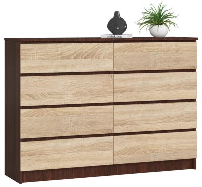 AKORD CLP K140 Komód Laminált Wenge-Sonoma 8 Fiókos