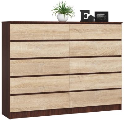 AKORD CLP K160 Komód Wenge/Sonoma Tölgy 10 Fiókos Laminált
