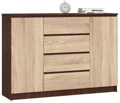 AKORD CLP Komód Wenge/Sonoma Tölgy 4 Fiókos 2 Ajtós