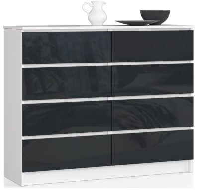 AKORD K120 Modern Magasfényű Grafit Komód 8 Fiókos MDF Akril
