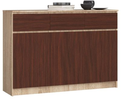 AKORD CLP Sonoma-Wenge Komód 3 Ajtós 3 Fiókos Laminált