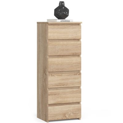 AKORD CL6 Keskeny Komód Laminált Sonoma Tölgy 6-Fiókos