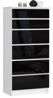 AKORD CLP K60 Magasfényű Fekete-Fehér Fiókos Komód