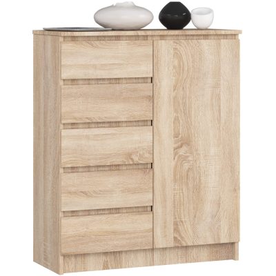 AKORD CLP K80 Komód Laminált Sonoma Tölgy 5 Fiókos