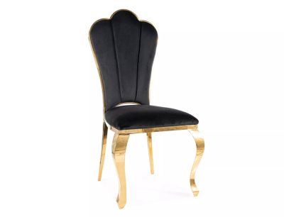 Queen Velvet Luxus Bársony Étkezőszék Fekete Arany Királyi