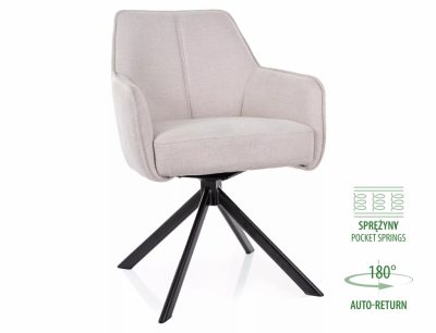 Notti Brego Forgó Étkezőszék Világos Bézs Szövet Fekete Fém Vázzal