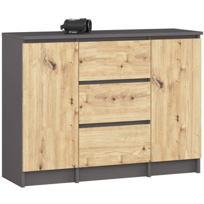 AKORD K100 Klasszikus Komód Laminált Grafit-Artisan Tölgy