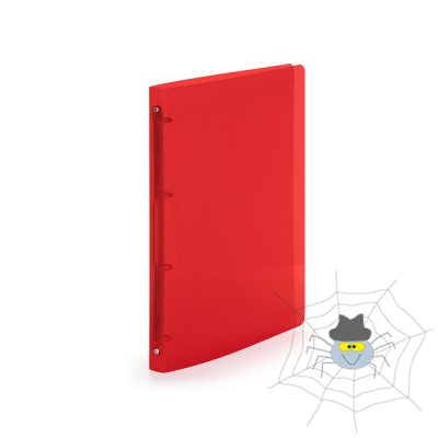 PP Gyűrűskönyv A4, 4 gyűrűs 2cm gerinc áttetsző - piros