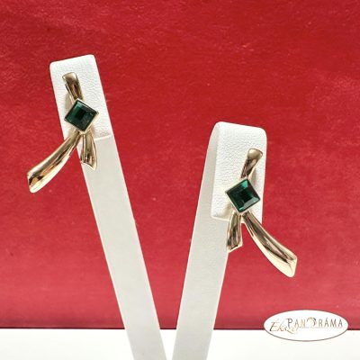18K Gold Filled, eredeti kristályos fülbevaló - Milla smaragd