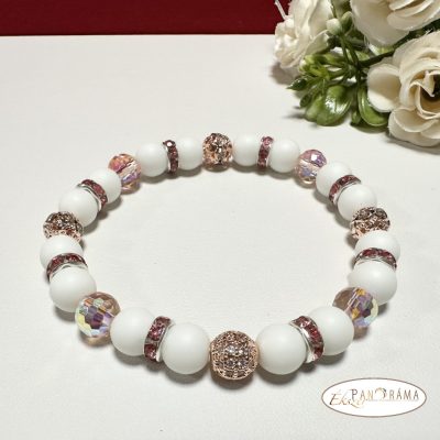 Ásványkő karkötő - fehér matt ónix