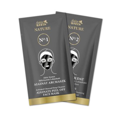 Golden Green Nature aktív szenes mélytisztító lehúzható alginát arcmaszk aktiváló oldattal, 1 db